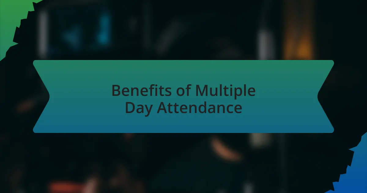 Benefits of Multiple Day Attendance