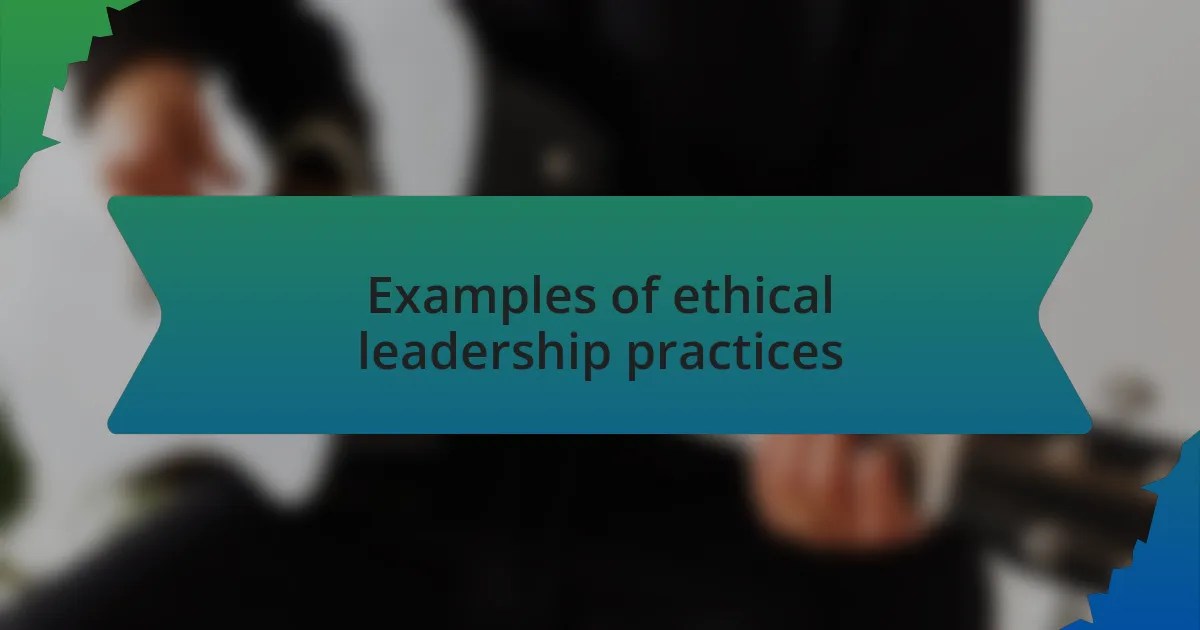 Examples of ethical leadership practices