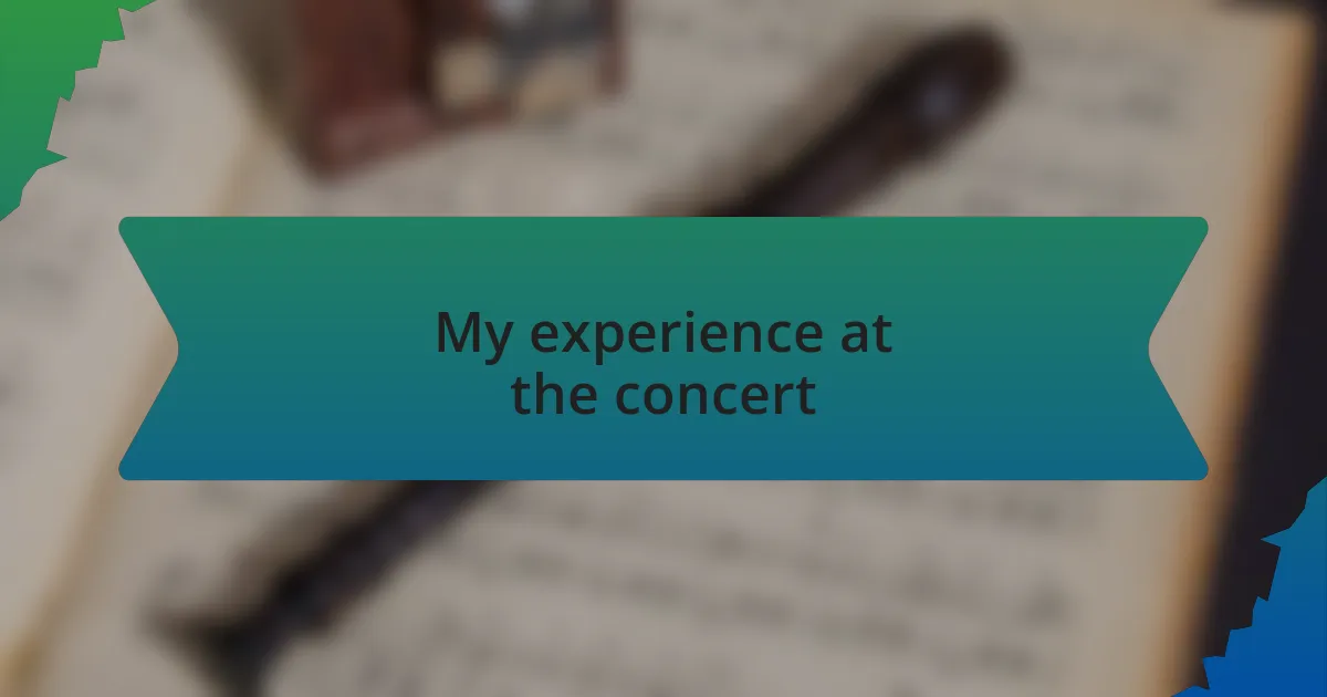 My experience at the concert