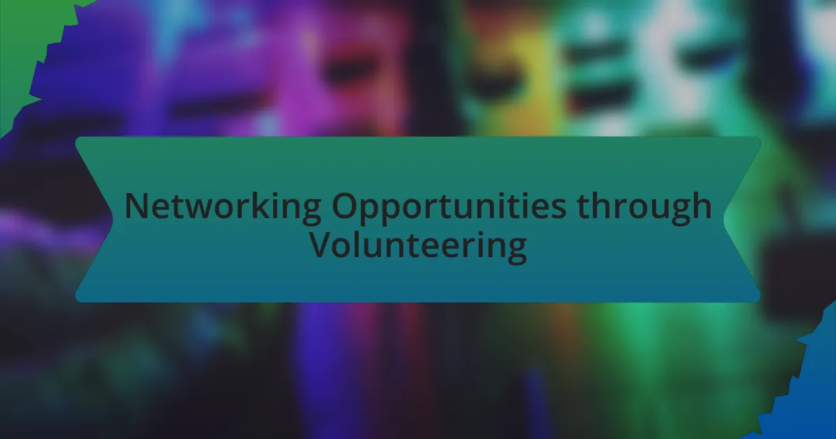Networking Opportunities through Volunteering